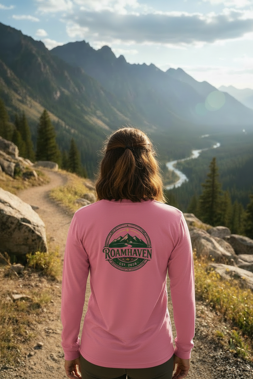Roamhaven Long Sleeve Shirt - Pink Women's Back View